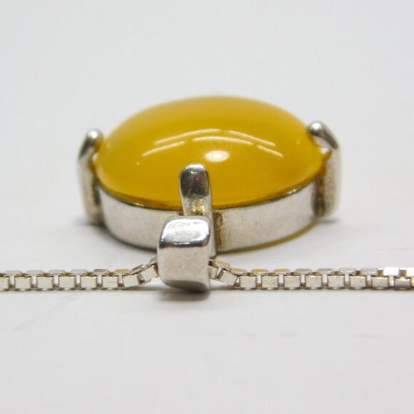 Yellow Stone Pendant Silver Fashion Necklace - Picture 7 of 9